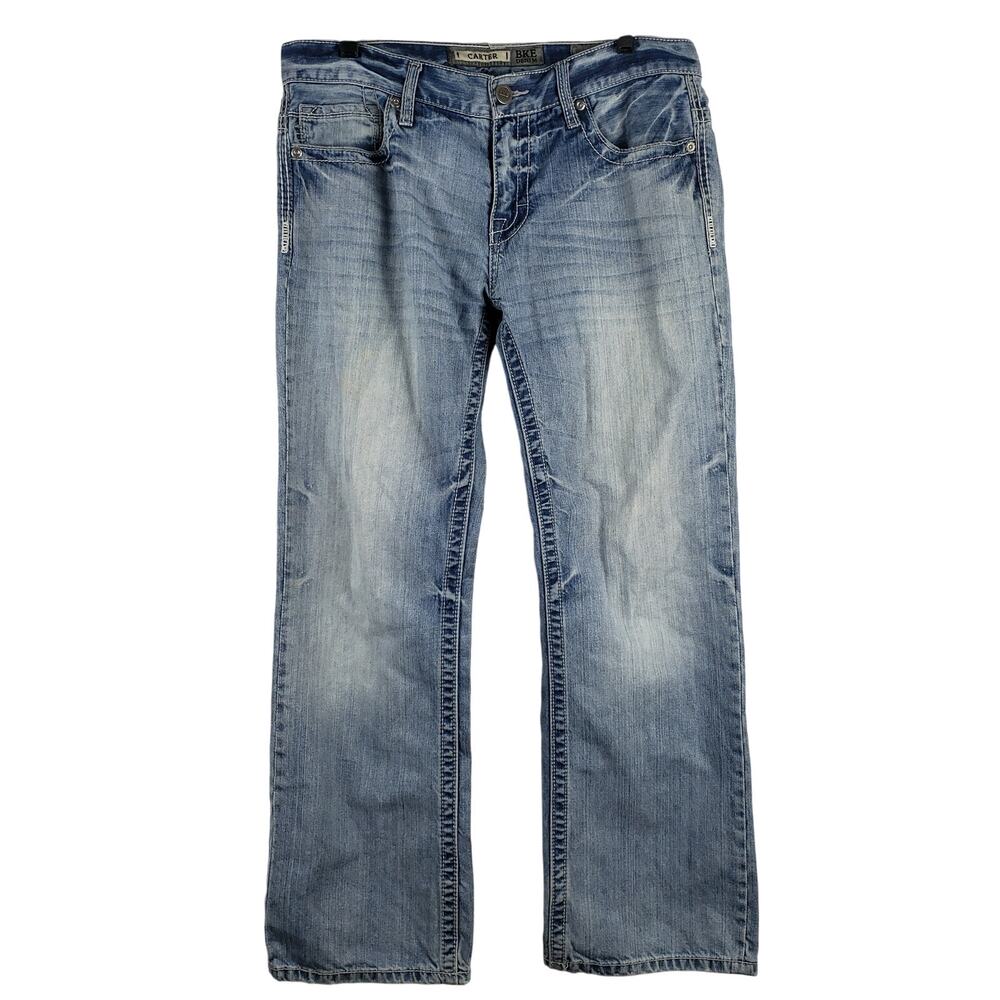 Buckle BKE Men's 34 Short Carter Bootcut‎ Jeans Light Wash Denim 100% Cotton